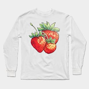 Three Strawberry Long Sleeve T-Shirt